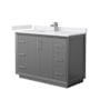 Wyndham Collection Strada 48" Free Standing Single Basin Vanity Set with Cabinet and Cultured Marble Vanity Top Dark Gray / White Cultured Marble Top / Brushed Nickel Hardware