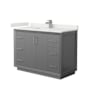 Wyndham Collection Strada 48" Free Standing Single Basin Vanity Set with Cabinet and Quartz Vanity Top Dark Gray / White Quartz Top / Brushed Nickel Hardware