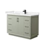 Wyndham Collection Strada 48" Free Standing Single Basin Vanity Set with Cabinet and Cultured Marble Vanity Top Light Green / Carrara Cultured Marble Top / Matte Black Hardware