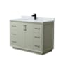 Wyndham Collection Strada 48" Free Standing Single Basin Vanity Set with Cabinet and Marble Vanity Top Light Green / Matte Black Hardware