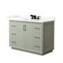 Wyndham Collection Strada 48" Free Standing Single Basin Vanity Set with Cabinet and Quartz Vanity Top Light Green / Giotto Quartz Top / Matte Black Hardware