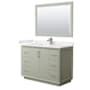Wyndham Collection Strada 48" Free Standing Single Basin Vanity Set with Cabinet, Cultured Marble Vanity Top, and Framed Mirror Light Green / Carrara Cultured Marble Top / Brushed Nickel Hardware