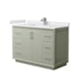 Wyndham Collection Strada 48" Free Standing Single Basin Vanity Set with Cabinet and Cultured Marble Vanity Top Light Green / White Cultured Marble Top / Brushed Nickel Hardware