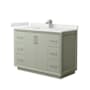 Wyndham Collection Strada 48" Free Standing Single Basin Vanity Set with Cabinet and Quartz Vanity Top Light Green / White Quartz Top / Brushed Nickel Hardware
