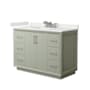 Wyndham Collection Strada 48" Free Standing Single Basin Vanity Set with Cabinet and Quartz Vanity Top Light Green / White Quartz Top / Brushed Nickel Hardware
