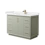 Wyndham Collection Strada 48" Free Standing Single Basin Vanity Set with Cabinet and Cultured Marble Vanity Top Light Green / Carrara Cultured Marble Top / Satin Bronze Hardware
