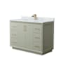 Wyndham Collection Strada 48" Free Standing Single Basin Vanity Set with Cabinet and Marble Vanity Top Light Green / Satin Bronze Hardware