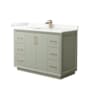 Wyndham Collection Strada 48" Free Standing Single Basin Vanity Set with Cabinet and Quartz Vanity Top Light Green / Giotto Quartz Top / Satin Bronze Hardware