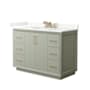 Wyndham Collection Strada 48" Free Standing Single Basin Vanity Set with Cabinet and Quartz Vanity Top Light Green / Giotto Quartz Top / Satin Bronze Hardware