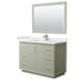 Wyndham Collection Strada 48" Free Standing Single Basin Vanity Set with Cabinet, Cultured Marble Vanity Top, and Framed Mirror Light Green / White Cultured Marble Top / Satin Bronze Hardware