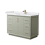Wyndham Collection Strada 48" Free Standing Single Basin Vanity Set with Cabinet and Cultured Marble Vanity Top Light Green / White Cultured Marble Top / Satin Bronze Hardware