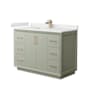 Wyndham Collection Strada 48" Free Standing Single Basin Vanity Set with Cabinet and Quartz Vanity Top Light Green / White Quartz Top / Satin Bronze Hardware