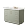 Wyndham Collection Strada 48" Free Standing Single Basin Vanity Set with Cabinet and Quartz Vanity Top Light Green / White Quartz Top / Satin Bronze Hardware