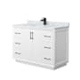 Wyndham Collection Strada 48" Free Standing Single Basin Vanity Set with Cabinet and Marble Vanity Top White / Matte Black Hardware