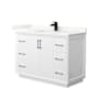 Wyndham Collection Strada 48" Free Standing Single Basin Vanity Set with Cabinet and Quartz Vanity Top White / Giotto Quartz Top / Matte Black Hardware