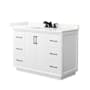 Wyndham Collection Strada 48" Free Standing Single Basin Vanity Set with Cabinet and Quartz Vanity Top White / Giotto Quartz Top / Matte Black Hardware