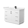 Wyndham Collection Strada 48" Free Standing Single Basin Vanity Set with Cabinet and Quartz Vanity Top White / White Quartz Top / Matte Black Hardware