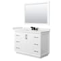 Wyndham Collection Strada 48" Free Standing Single Basin Vanity Set with Cabinet, Quartz Vanity Top, and Framed Mirror White / White Quartz Top / Matte Black Hardware