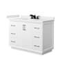 Wyndham Collection Strada 48" Free Standing Single Basin Vanity Set with Cabinet and Quartz Vanity Top White / White Quartz Top / Matte Black Hardware