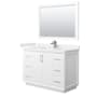 Wyndham Collection Strada 48" Free Standing Single Basin Vanity Set with Cabinet, Cultured Marble Vanity Top, and Framed Mirror White / Carrara Cultured Marble Top / Brushed Nickel Hardware