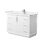 Wyndham Collection Strada 48" Free Standing Single Basin Vanity Set with Cabinet and Cultured Marble Vanity Top White / Carrara Cultured Marble Top / Brushed Nickel Hardware