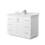 Wyndham Collection Strada 48" Free Standing Single Basin Vanity Set with Cabinet and Marble Vanity Top White / Brushed Nickel Hardware