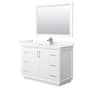 Wyndham Collection Strada 48" Free Standing Single Basin Vanity Set with Cabinet, Quartz Vanity Top, and Framed Mirror White / Giotto Quartz Top / Brushed Nickel Hardware