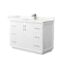 Wyndham Collection Strada 48" Free Standing Single Basin Vanity Set with Cabinet and Quartz Vanity Top White / Giotto Quartz Top / Brushed Nickel Hardware