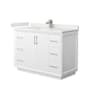 Wyndham Collection Strada 48" Free Standing Single Basin Vanity Set with Cabinet and Quartz Vanity Top White / White Quartz Top / Brushed Nickel Hardware