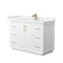 Wyndham Collection Strada 48" Free Standing Single Basin Vanity Set with Cabinet and Cultured Marble Vanity Top White / Carrara Cultured Marble Top / Satin Bronze Hardware