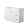 Wyndham Collection Strada 47" Single Free Standing Vanity Cabinet Only - Less Vanity Top White / Satin Bronze Hardware