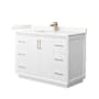 Wyndham Collection Strada 48" Free Standing Single Basin Vanity Set with Cabinet and Quartz Vanity Top White / Giotto Quartz Top / Satin Bronze Hardware