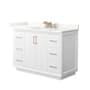 Wyndham Collection Strada 48" Free Standing Single Basin Vanity Set with Cabinet and Quartz Vanity Top White / Giotto Quartz Top / Satin Bronze Hardware