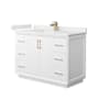 Wyndham Collection Strada 48" Free Standing Single Basin Vanity Set with Cabinet and Quartz Vanity Top White / White Quartz Top / Satin Bronze Hardware