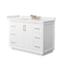Wyndham Collection Strada 48" Free Standing Single Basin Vanity Set with Cabinet and Quartz Vanity Top White / White Quartz Top / Satin Bronze Hardware