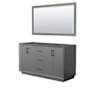 Wyndham Collection Strada 59" Double Free Standing Vanity Cabinet - Less Vanity Top Dark Gray / Matte Black Hardware