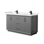 Wyndham Collection Strada 60" Free Standing Double Basin Vanity Set with Cabinet and Cultured Marble Vanity Top Dark Gray / White Cultured Marble Top / Matte Black Hardware