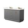Wyndham Collection Strada 60" Free Standing Double Basin Vanity Set with Cabinet and Quartz Vanity Top Dark Gray / Giotto Quartz Top / Satin Bronze Hardware