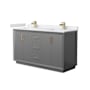 Wyndham Collection Strada 60" Free Standing Double Basin Vanity Set with Cabinet and Cultured Marble Vanity Top Dark Gray / White Cultured Marble Top / Satin Bronze Hardware