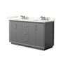 Wyndham Collection Strada 60" Free Standing Double Basin Vanity Set with Cabinet and Quartz Vanity Top Dark Gray / Giotto Quartz Top / Brushed Nickel Hardware