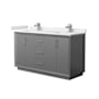 Wyndham Collection Strada 60" Free Standing Double Basin Vanity Set with Cabinet and Cultured Marble Vanity Top Dark Gray / White Cultured Marble Top / Brushed Nickel Hardware