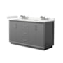 Wyndham Collection Strada 60" Free Standing Double Basin Vanity Set with Cabinet and Quartz Vanity Top Dark Gray / White Quartz Top / Brushed Nickel Hardware