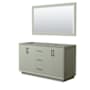 Wyndham Collection Strada 59" Double Free Standing Vanity Cabinet - Less Vanity Top Light Green / Matte Black Hardware