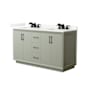 Wyndham Collection Strada 60" Free Standing Double Basin Vanity Set with Cabinet and Quartz Vanity Top Light Green / Giotto Quartz Top / Matte Black Hardware