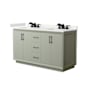 Wyndham Collection Strada 60" Free Standing Double Basin Vanity Set with Cabinet and Quartz Vanity Top Light Green / White Quartz Top / Matte Black Hardware