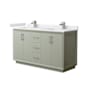 Wyndham Collection Strada 60" Free Standing Double Basin Vanity Set with Cabinet and Cultured Marble Vanity Top Light Green / White Cultured Marble Top / Brushed Nickel Hardware
