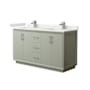 Wyndham Collection Strada 60" Free Standing Double Basin Vanity Set with Cabinet and Quartz Vanity Top Light Green / White Quartz Top / Brushed Nickel Hardware