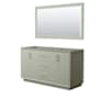 Wyndham Collection Strada 59" Double Free Standing Vanity Cabinet - Less Vanity Top Light Green / Satin Bronze Hardware