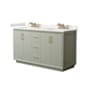 Wyndham Collection Strada 60" Free Standing Double Basin Vanity Set with Cabinet and Quartz Vanity Top Light Green / White Quartz Top / Satin Bronze Hardware