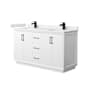 Wyndham Collection Strada 60" Free Standing Double Basin Vanity Set with Cabinet and Quartz Vanity Top White / White Quartz Top / Matte Black Hardware